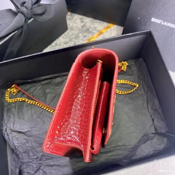 LEATHER IN YSL SUNSET SHINY CROCODILE-EMBOSSED 0523